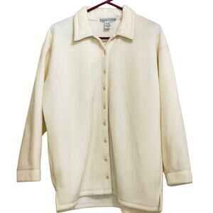 Izod Club Cream Fleece Button Front Jacket Ladies Large